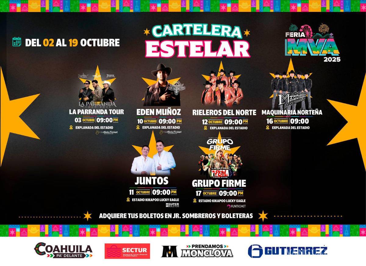 $!Entre los artistas que se presentarán destacan Grupo Firme, Edén Muñoz, “Juntos” con Josi Cuen y Jorge Medina, y La Parranda Tour.