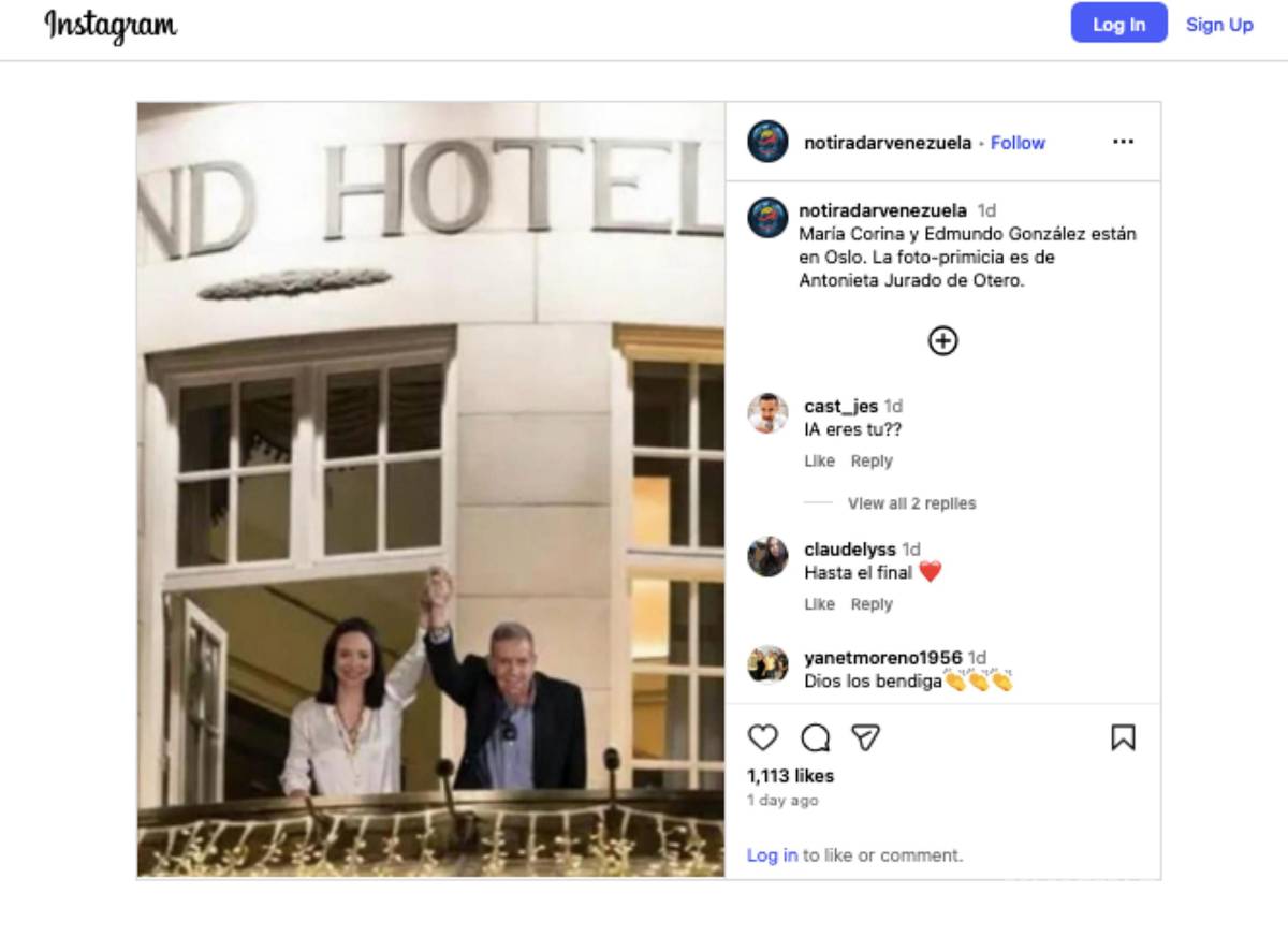 $!Nota falsa de la cuenta de Instagram de Notiradar Venezuela.