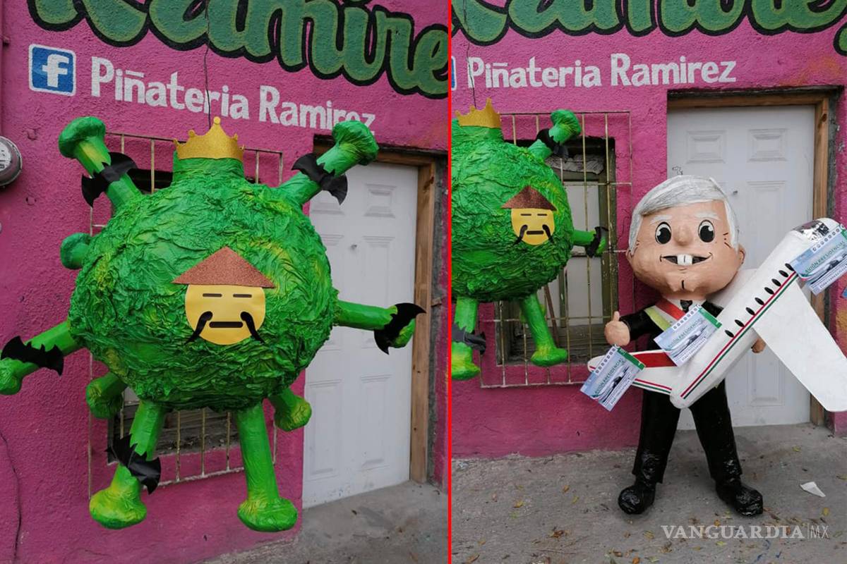 ¡Lo vuelven a hacer!: Crean piñatas con forma de AMLO con su rifa del avión presidencial y del coronavirus