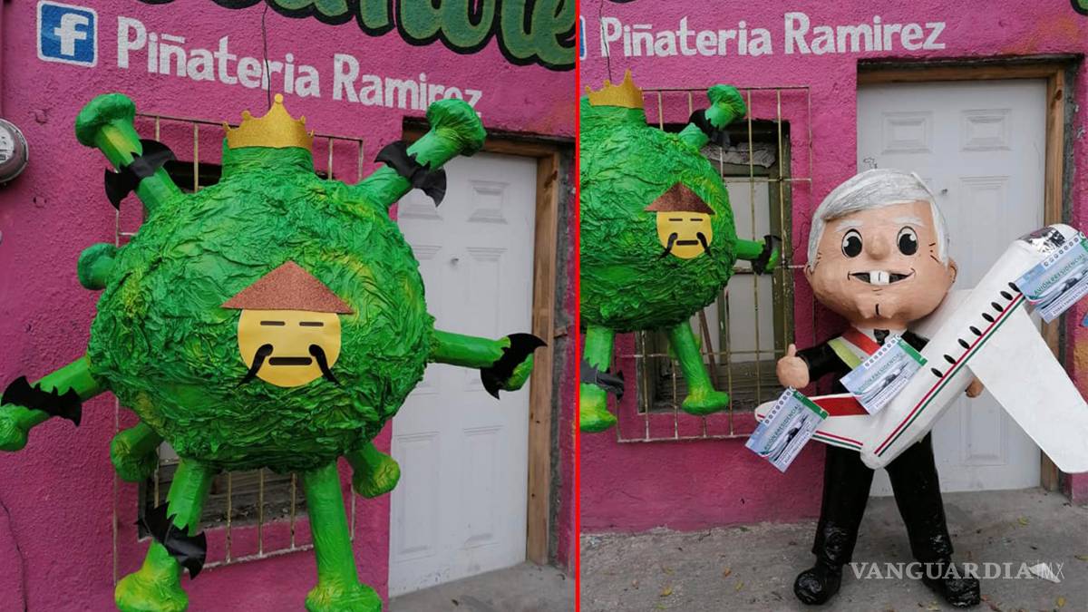 ¡Lo vuelven a hacer!: Crean piñatas con forma de AMLO con su rifa del avión presidencial y del coronavirus