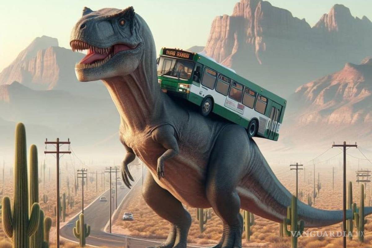 ¿‘Dinobuses’ en Saltillo? Así recrea un influencer con Inteligencia Artificial al transporte público