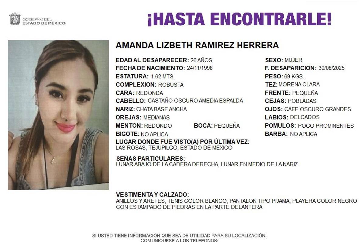 $!Reportan hallazgo de cuerpo sin vida de Amanda Lizeth en Edomex tras días desaparecida