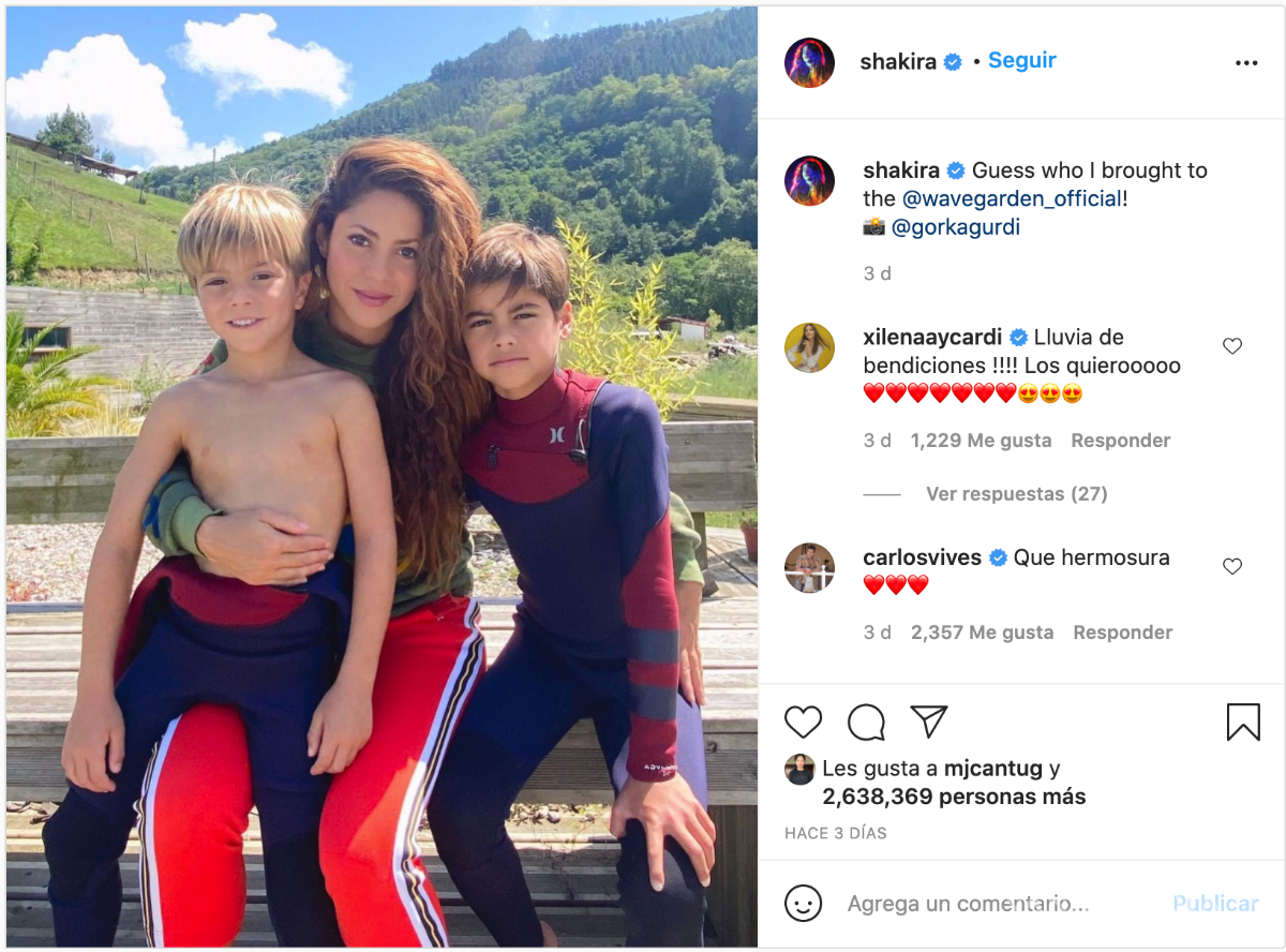 $!“¡Adivina a quién traje al @wavegarden_official! @gorkagurdi”, escribió Shakira en la publicación.