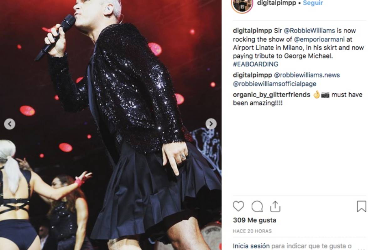 Robbie Williams da la sorpresa en la Semana de la Moda en Milán