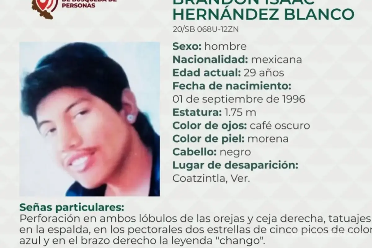 $!Ficha de búsqueda de Brandon Isaac Hernández Blanco