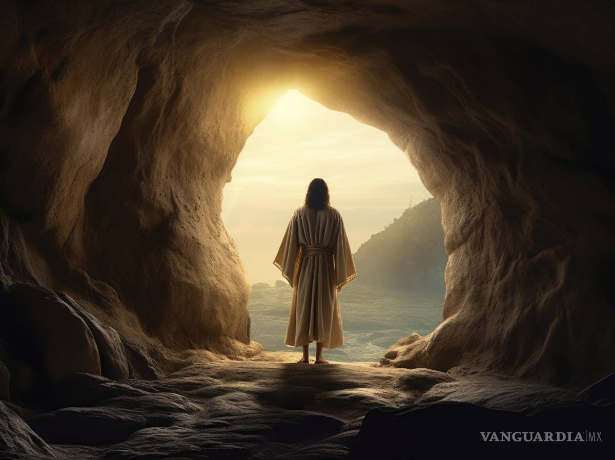 $!Representación gráfica, creada mediante tecnología digital, del instante en que Jesucristo sale de su sepulcro, tras volver a la vida después de su muerte en la cruz.
