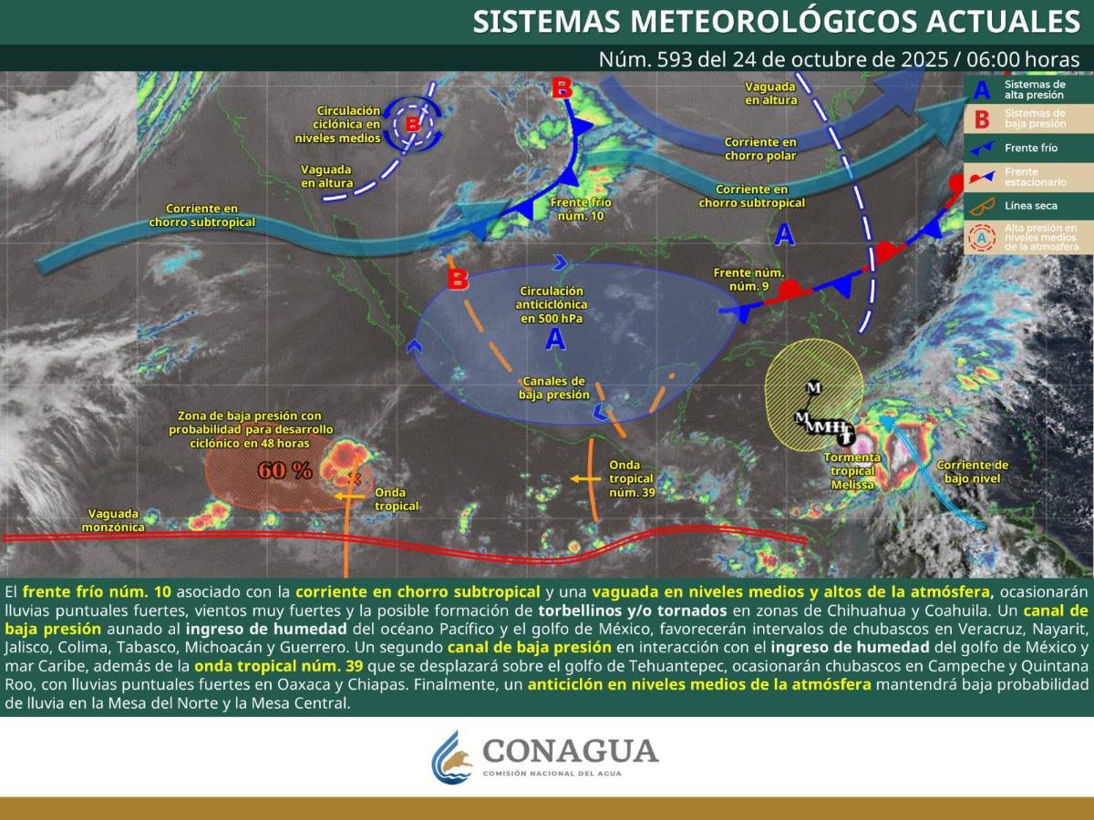 $!Frente Frío número 10 provocará rachas de viento de hasta 80 km/h y lluvias puntuales fuertes.