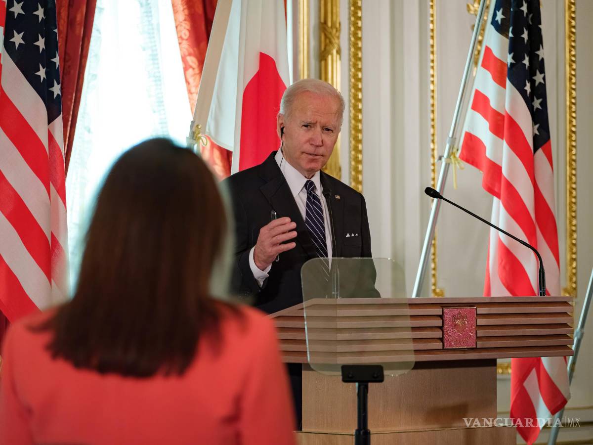 $!Joe Biden asiste a una conferencia de prensa conjunta con el primer ministro japonés Kishida en Akasaka Guest House en Tokio, Japón.