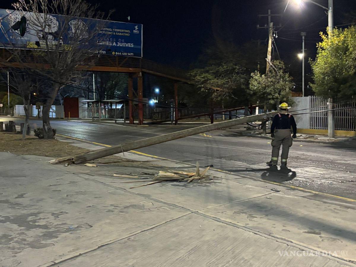 $!Un poste derribado quedó sobre la vialidad, obstruyendo el tránsito en el bulevar Paseo de la Reforma, mientras elementos de tránsito cerraban la circulación.