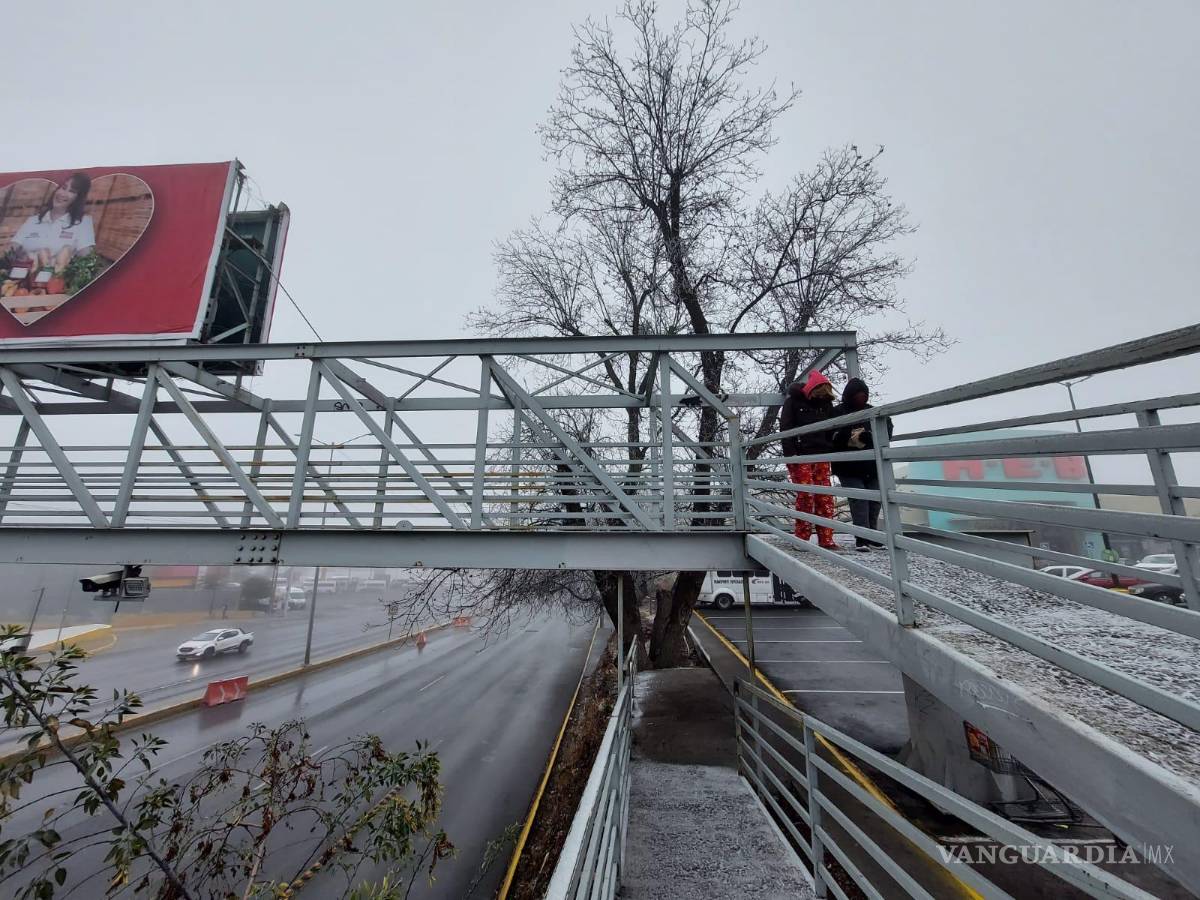 $!Los puente peatonales son un riesgo para los transeúntes a causa del hielo.