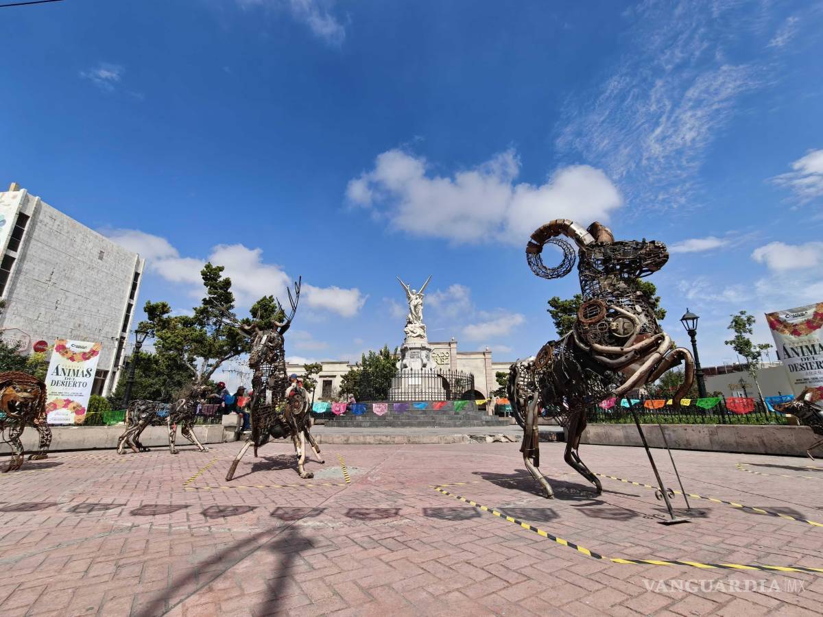 $!El arte de la escultura en metal llega a la Plaza Acuña con figuras de la fauna silvestre de Coahuila