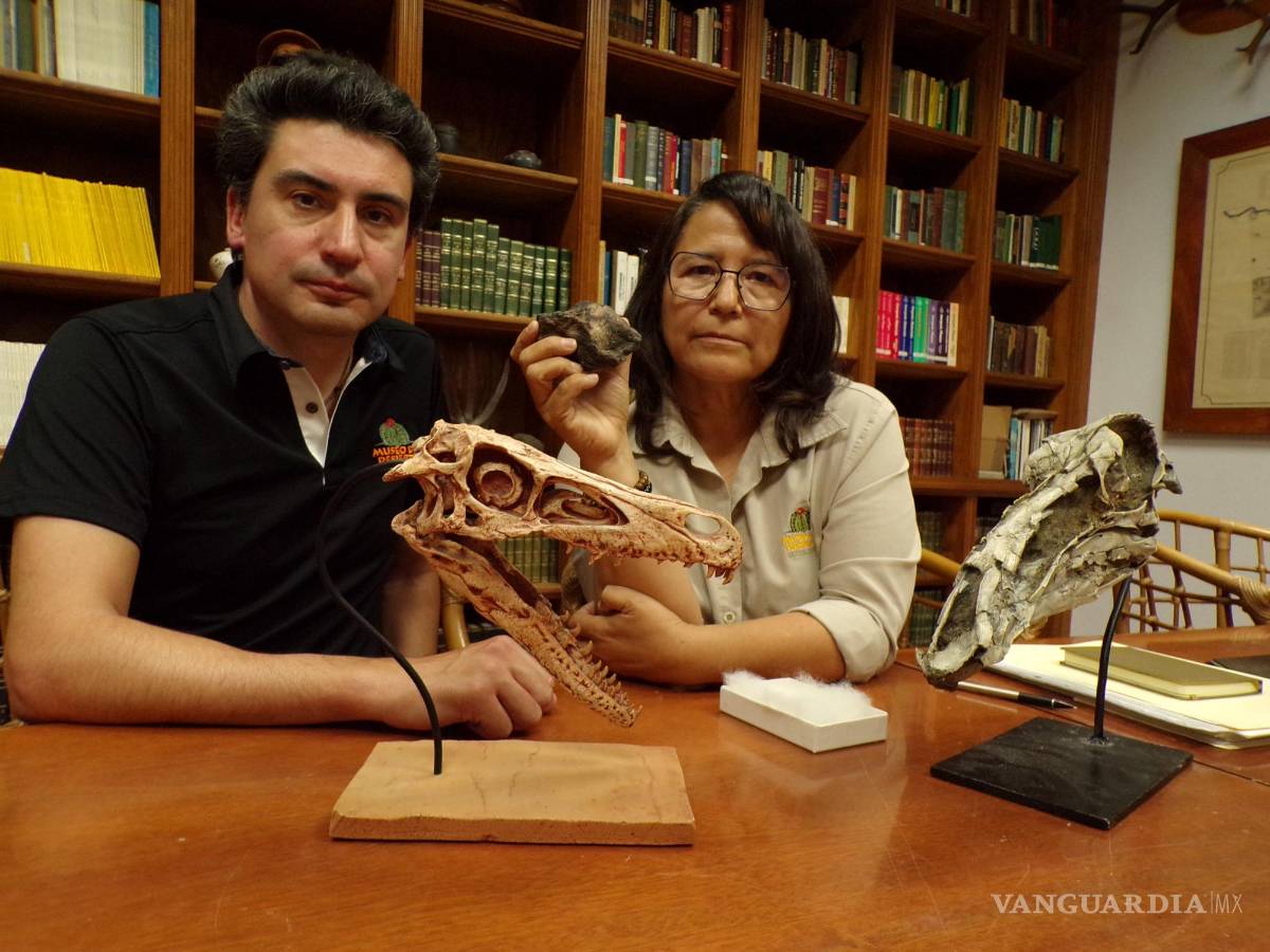 $!Los paleontólogos del Museo del Desierto, Héctor Rivera y Martha Aguillón, esperan para desentrañar la historia del fémur.