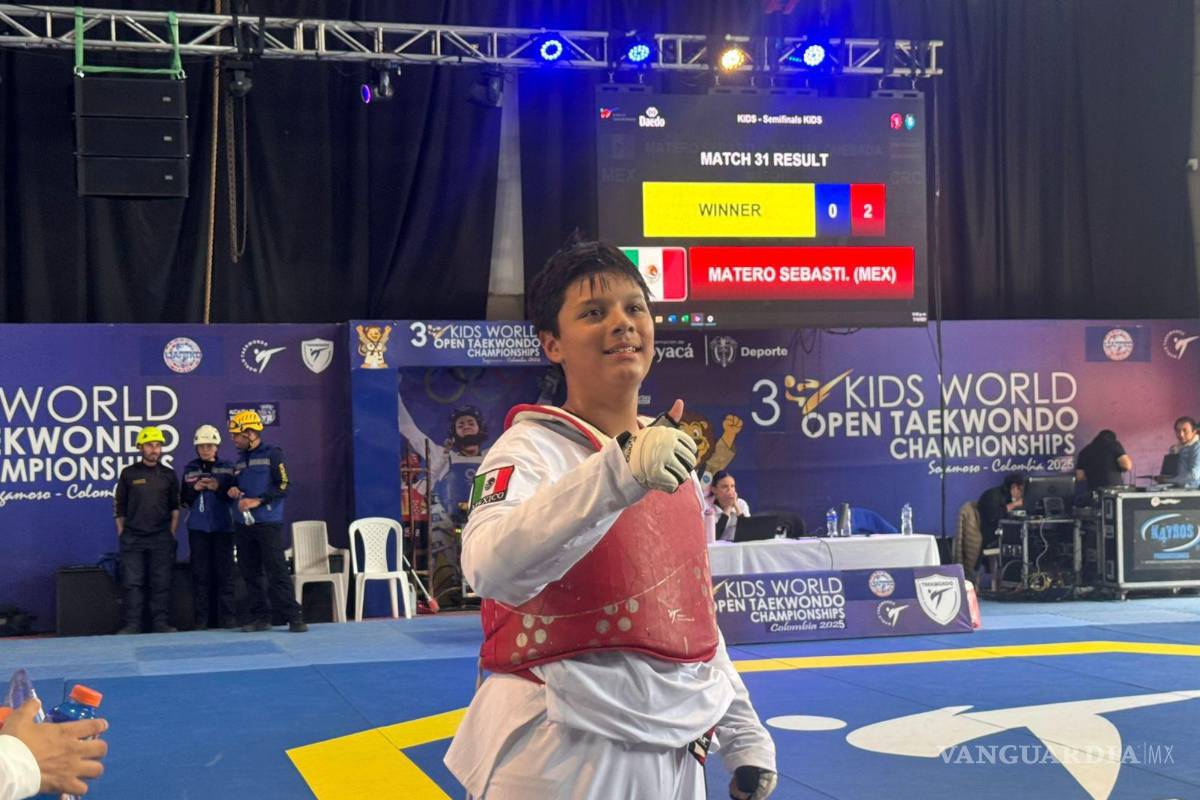 Taekwondo coahuilense brilla en Colombia: Amaite Castañeda y Mateo Sandoval ganan oro en el Kids World Open