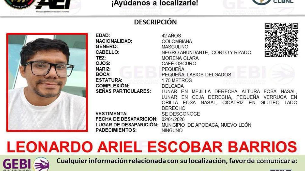 Catedrático colombiano es reportado como desaparecido en Nuevo León