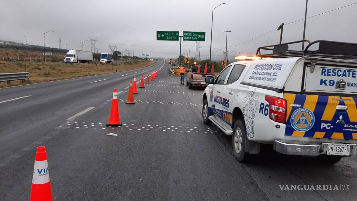 Abren circulación de autopista Monterrey-Saltillo, informa Protección Civil