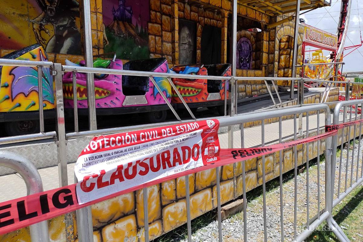 Retiran sellos de rueda de la fortuna y sillas voladoras de la Feria de Saltillo