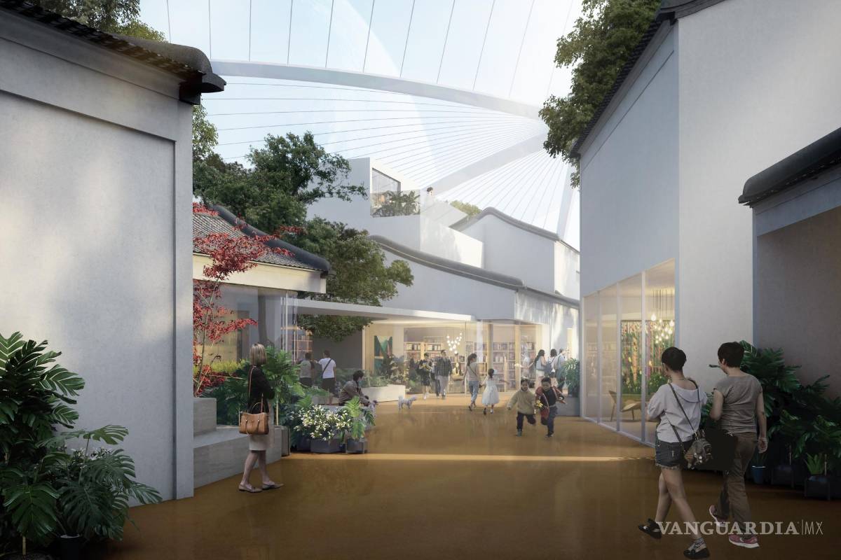 $!Representación gráfica del 'pueblo bajo la cúpula', en Zhuhai, China. EFE/MAD Architects