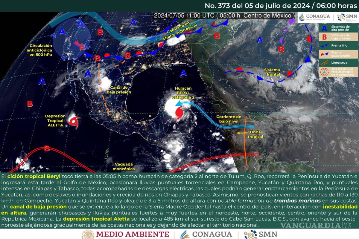 ¡El huracán ‘Beryl’ sí pegará a Coahuila! Aquí le decimos cuándo y dónde