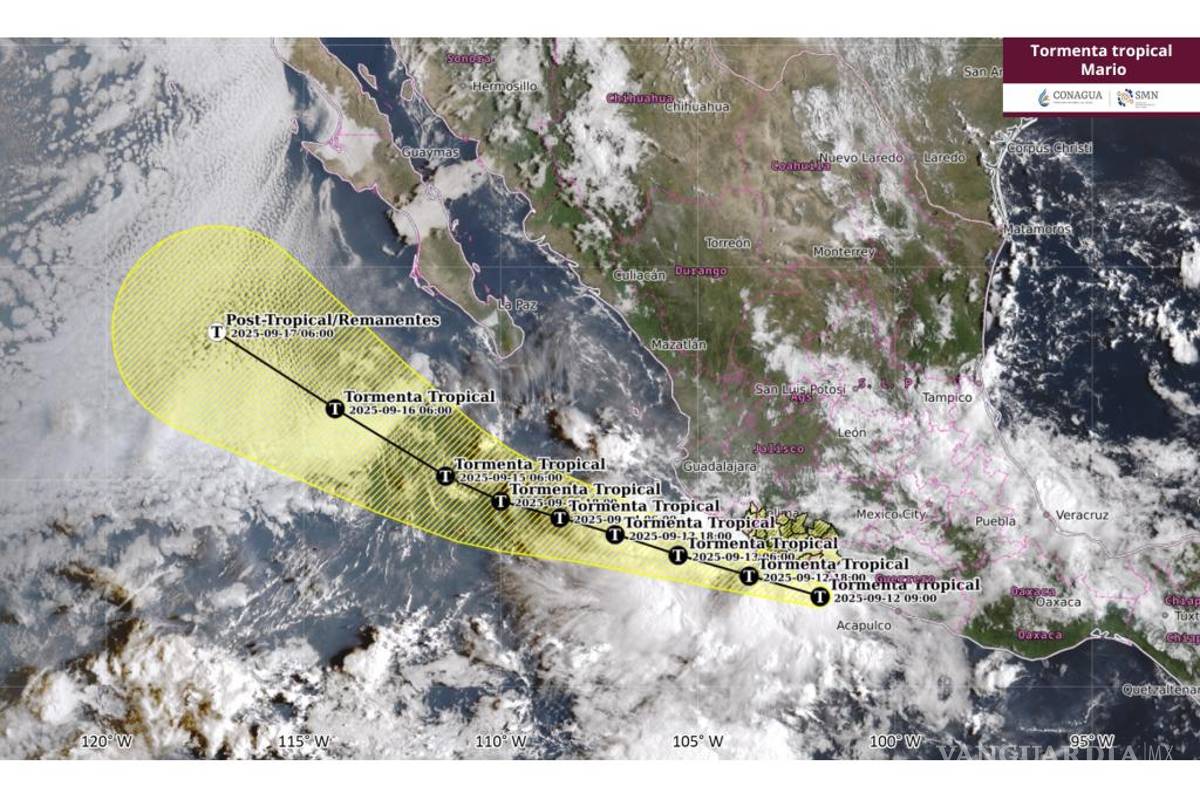 $!Tormenta tropical ‘Mario’ se forma cerca de costas mexicanas; esta será su trayectoria