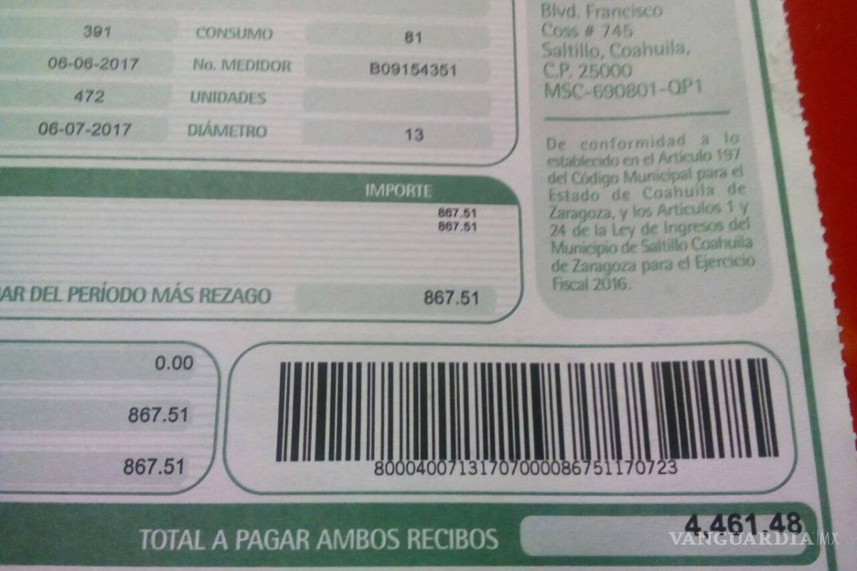 Denuncia usuario exorbitante cobro de agua en Saltillo, le llega recibo por cuatro mil pesos