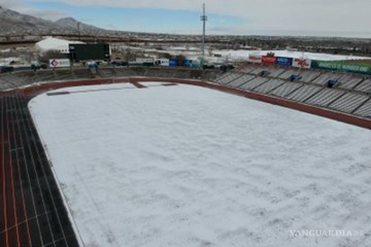 Así amaneció el estadio de los Bravos de Juárez tras nevada en Chihuahua
