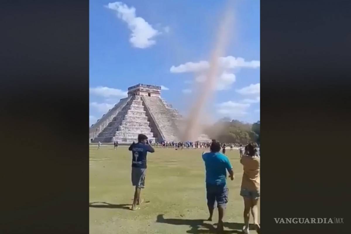 'Kukulcán está enojado', dicen por pequeño tornado en Chichén Itzá