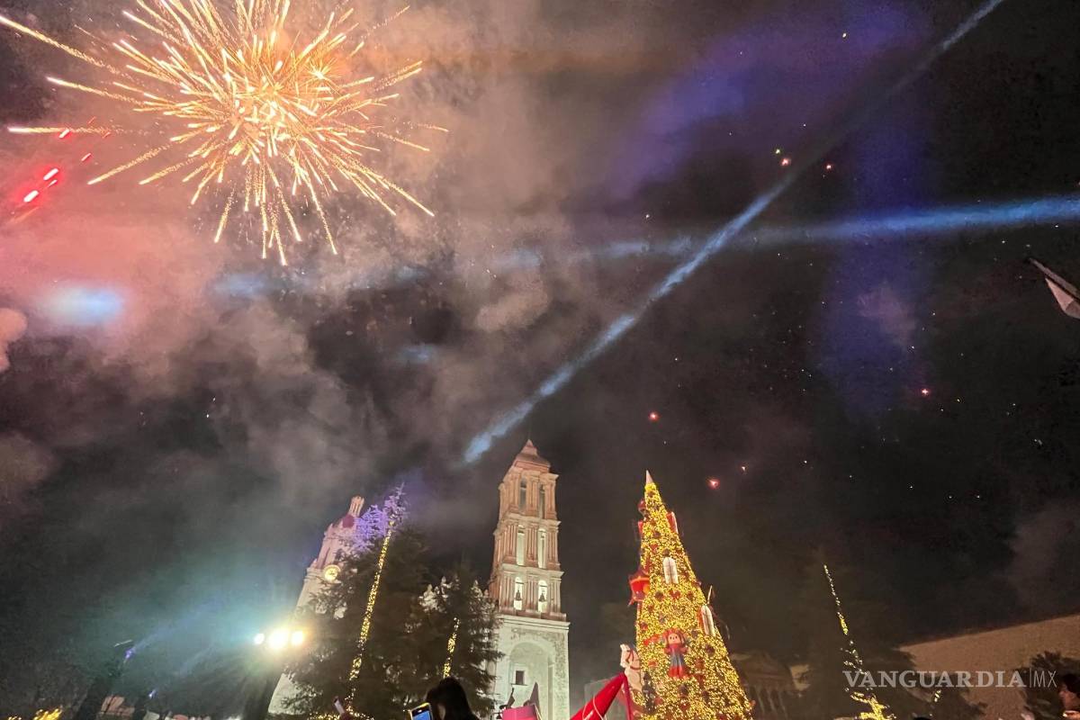 $!La pirotecnia fue parte del programa del evento de encendido del pino.