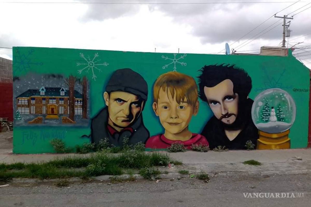 $!Artista saltillense crea mural de Joaquín Cosío; actor presume obra con foto