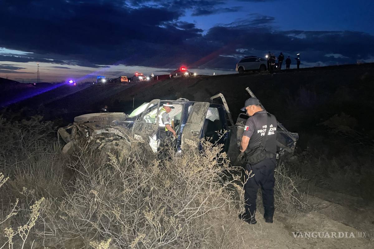 Policía resulta herido en volcadura en la carretera Saltillo-Monclova