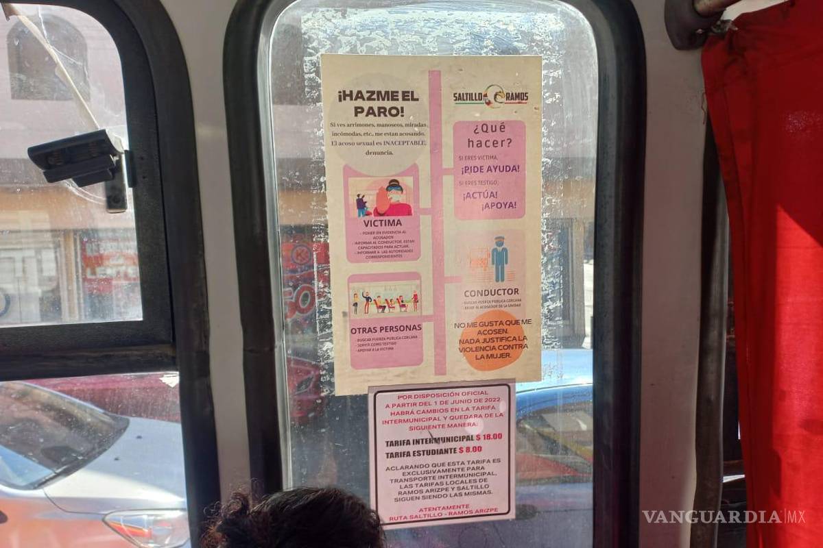 Invitan a denunciar ‘arrimones, manoseos y miradas incómodas’ en transporte urbano de Saltillo