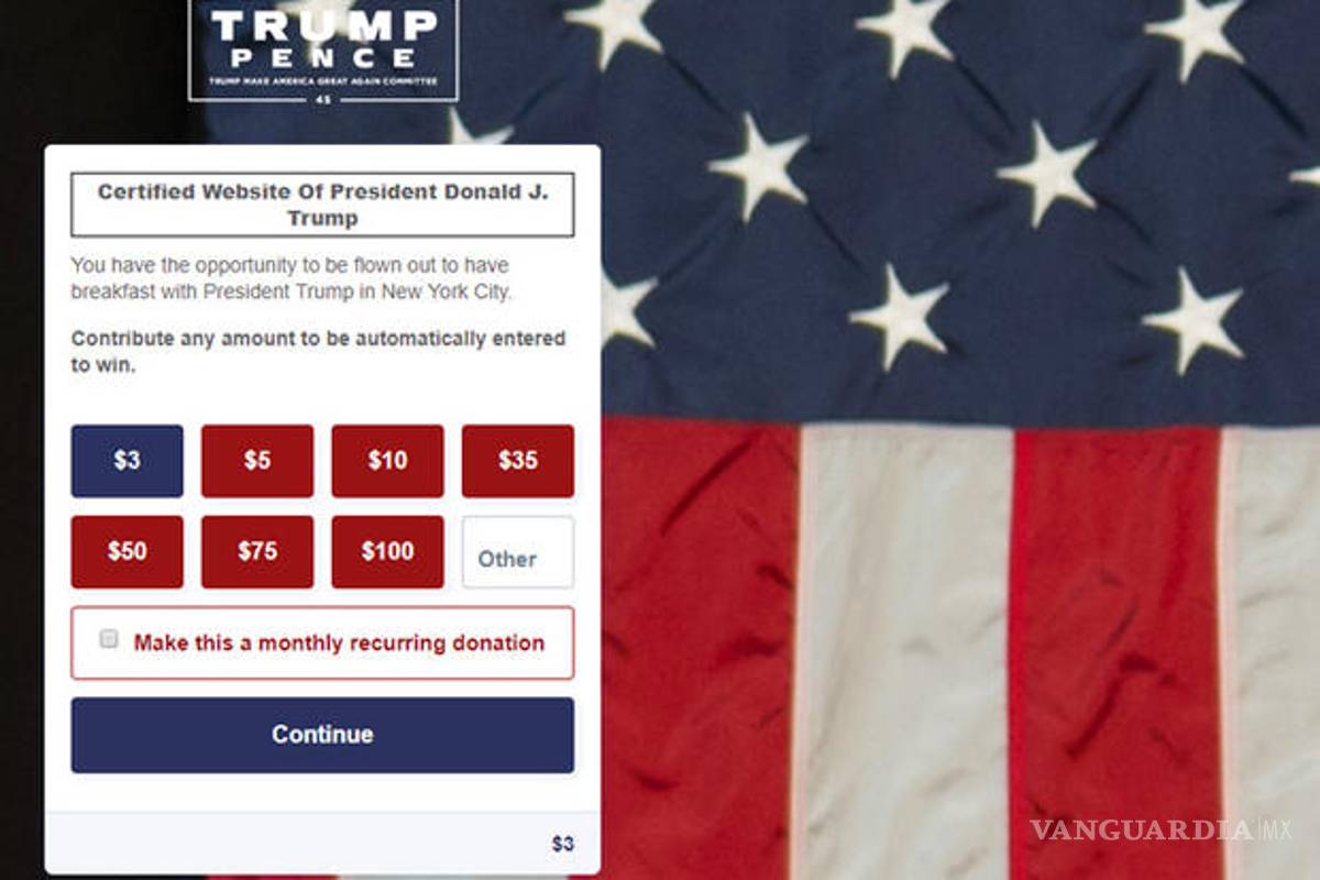 Ofrece Trump desayunar con él y al mismo tiempo apoyar su reelección