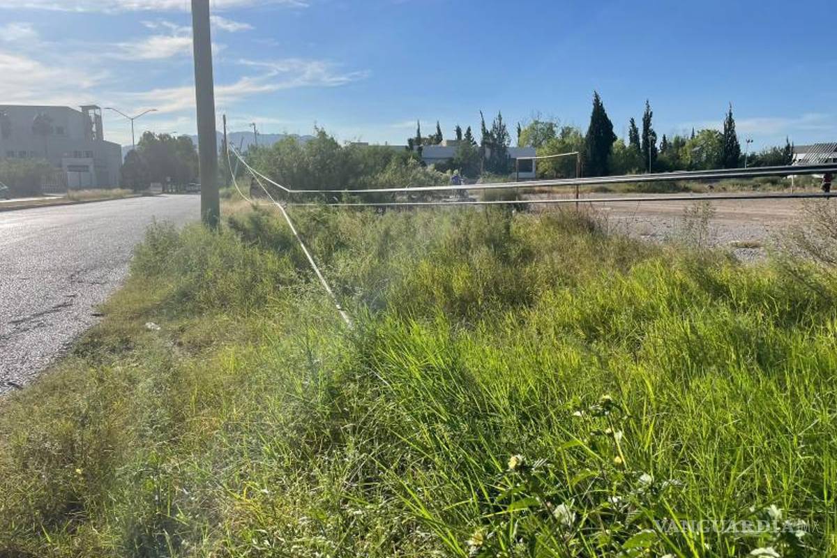 $!Los cables han descendido peligrosamente cerca del suelo en la colonia Los Pinos, a pocos metros de instituciones educativas y deportivas.