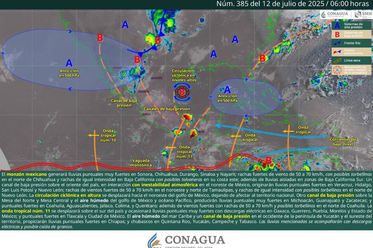 $!El Servicio Meteorológico Nacional advirtió sobre lluvias intensas, tormentas eléctricas y vientos fuertes en Coahuila.
