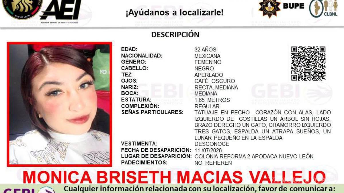 Fiscalía de Nuevo León revela que Mónica Briseth murió de asfixia por sofocación