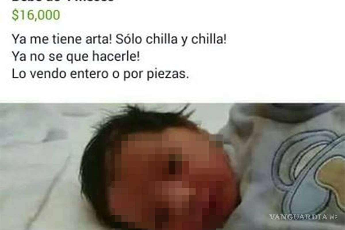 Madre se dice ‘harta de chillidos’ y ofrece a su bebé por Facebook