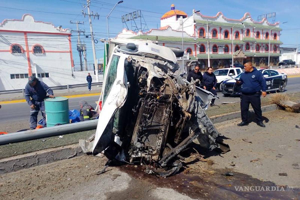 $!El accidente provocó la caída de una luminaria y daños a árboles del camellón.