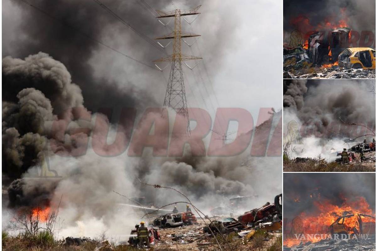 Incendio en corralón ubicado en carretera antigua a Monclova, a la altura de Cañada Ancha