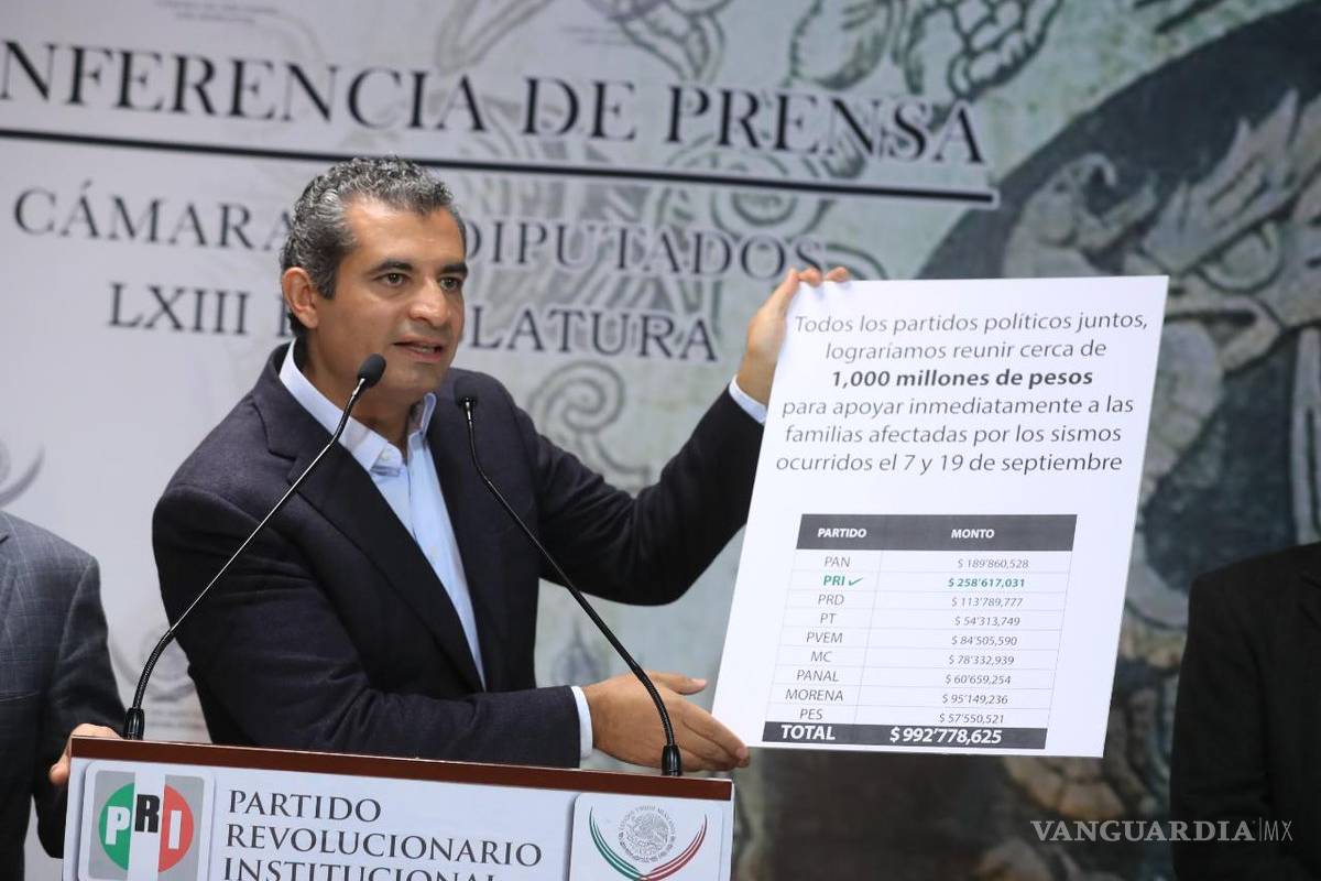 Busca PRI eliminar financiamiento y plurinominales en apoyo a damnificados