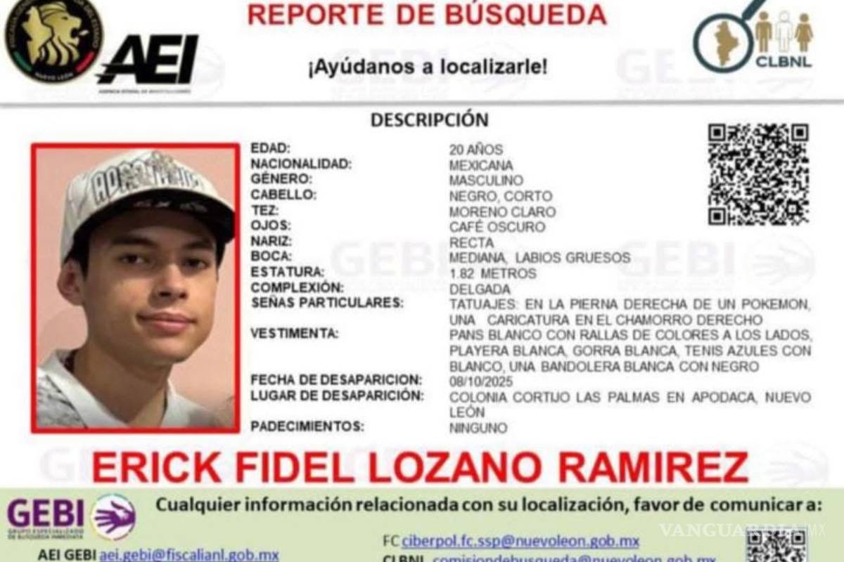 Hallan sin vida a Erick Fidel en predio de Arteaga; estaba desaparecido en Apodaca