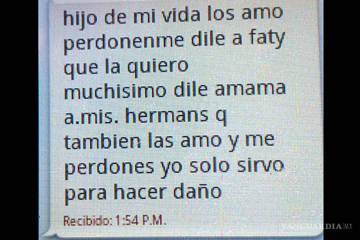 En Saltillo, mujer envía mensaje al celular de su hijo para despedirse antes de colgarse