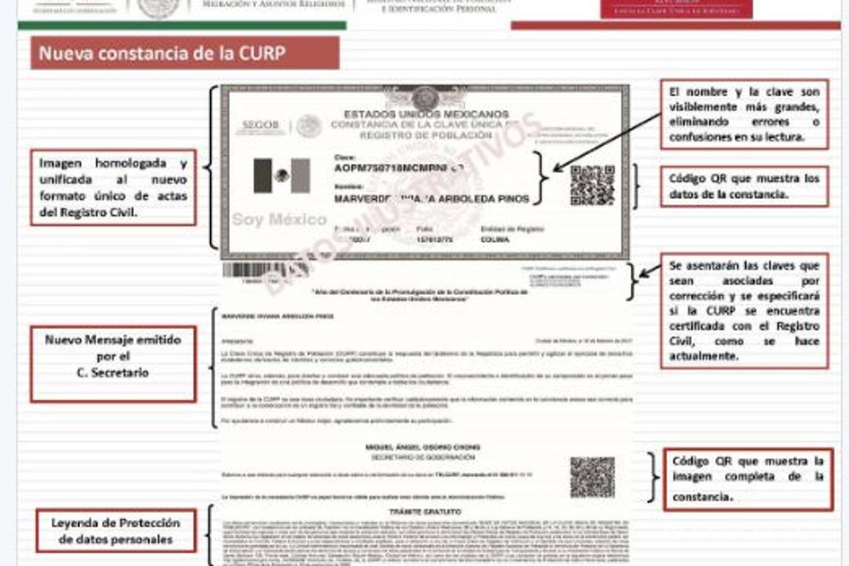 Emite Segob nueva CURP con bandera tricolor y la leyenda "Soy México"