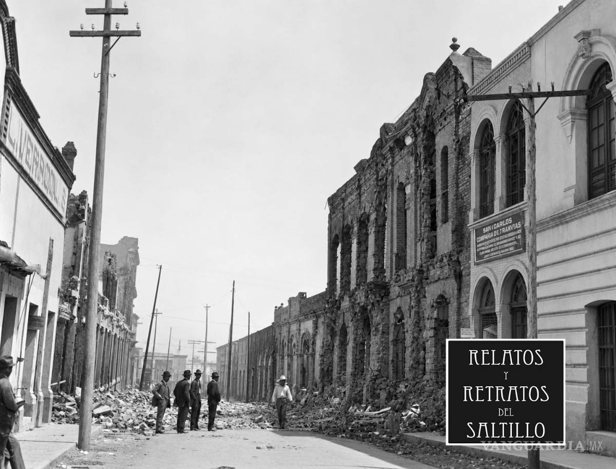 $!Ruinas del edificio de la Mazapil Cooper Company después del incendio en 1914. Calle Zaragoza, entre Ocampo y Aldama.