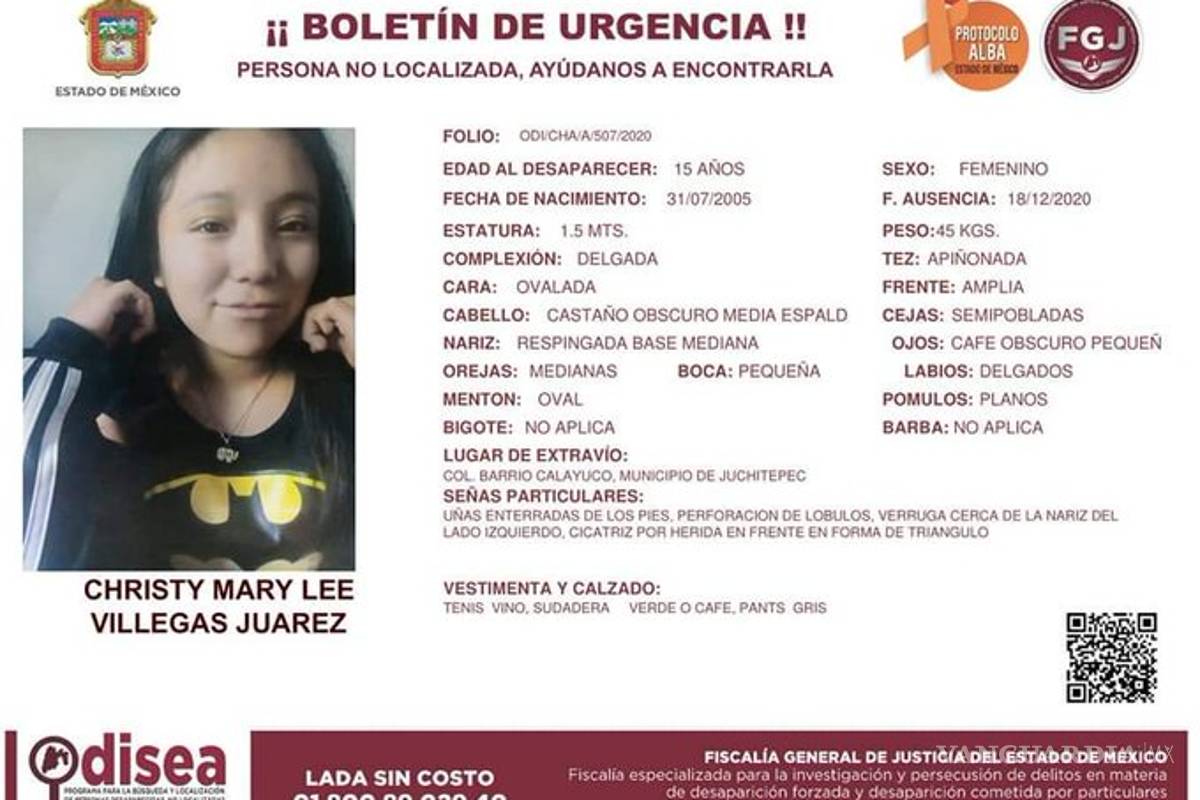 $!Encuentran muerta a Christy Mary Lee, reportada desaparecida en Edomex