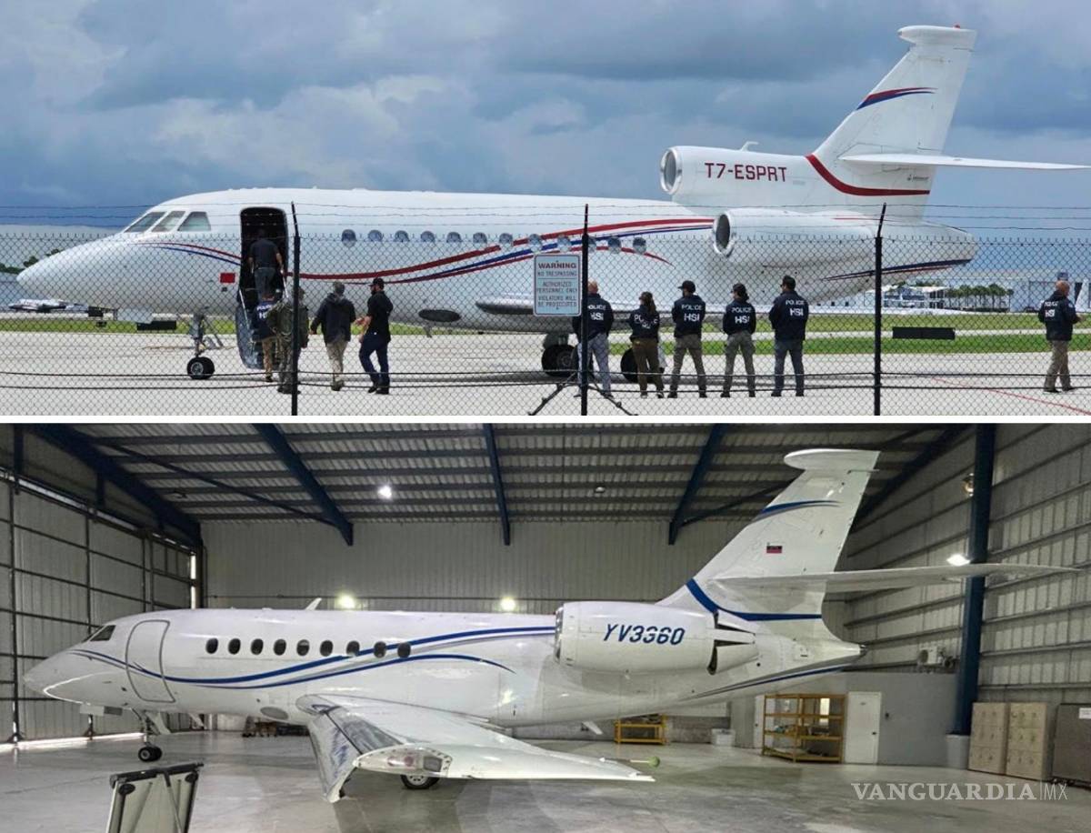 $!Arriba: Un Dassault Falcon 900 EX intervenido en Santo Domingo, República Dominicana, a petición de EU, en mayo de 2024. Abajo, un Dassault Falcon 2000EX, confiscado en Santo Domingo a petición de EU en febrero de 2025.