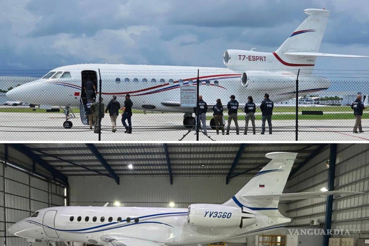 $!Arriba: Un Dassault Falcon 900 EX intervenido en Santo Domingo, República Dominicana, a petición de EU, en mayo de 2024. Abajo, un Dassault Falcon 2000EX, confiscado en Santo Domingo a petición de EU en febrero de 2025.