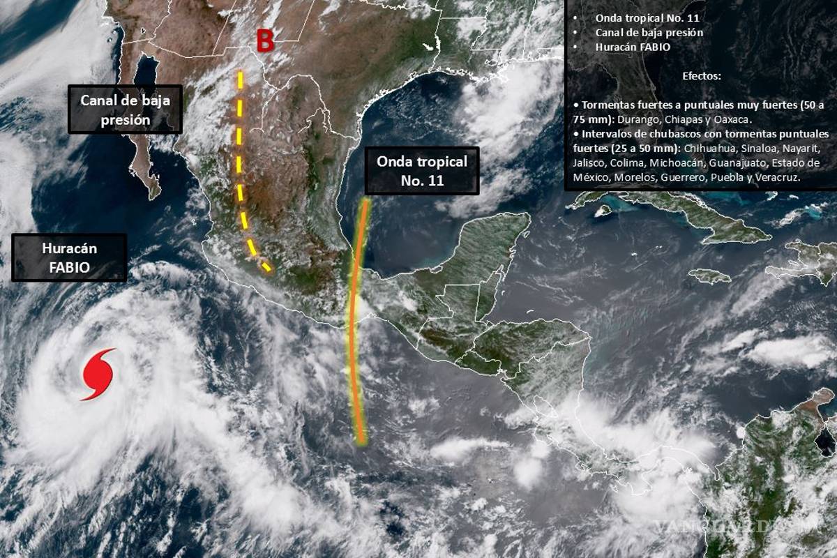 Huracán Fabio de categoría 1, se ubica en la Península de Baja California
