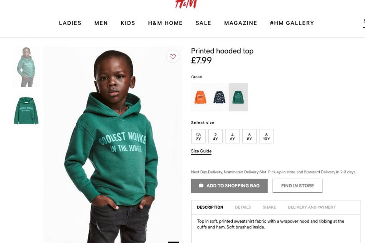 H&amp;M exhibe a niño afrodescendiente con sudadera que dice &quot;El mono más cool de la selva&quot;