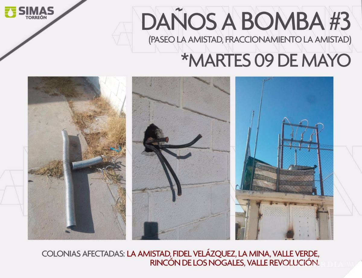 $!Sabotean bombas y tanques de agua potable en Torreón