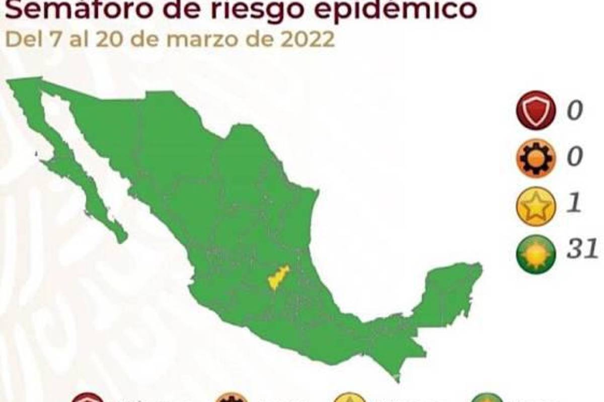 $!El semáforo epidemiológico para México que estará vigente a partir del próximo lunes 7 de marzo y hasta el 20 de marzo.