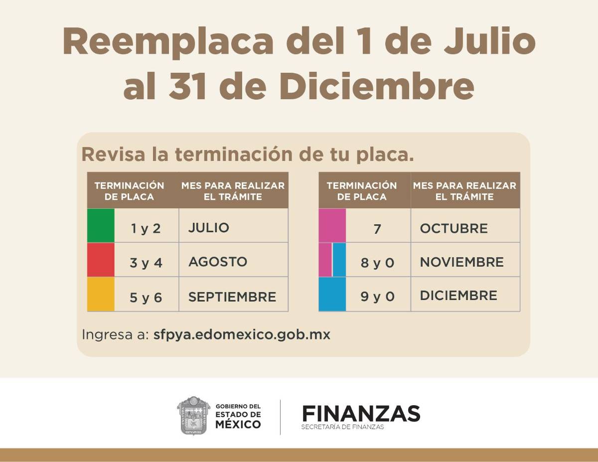 $!Reemplacamiento Edomex 2024: Conoce los requisitos y el calendario oficial de acuerdo a la terminación